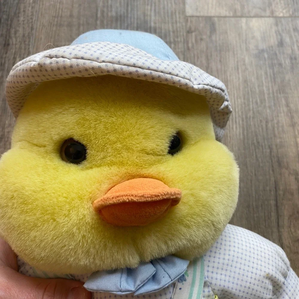 Vintage Well-Made Toy Corp Yellow Duckling Plush‎ Patchwork Overalls Hat Easter